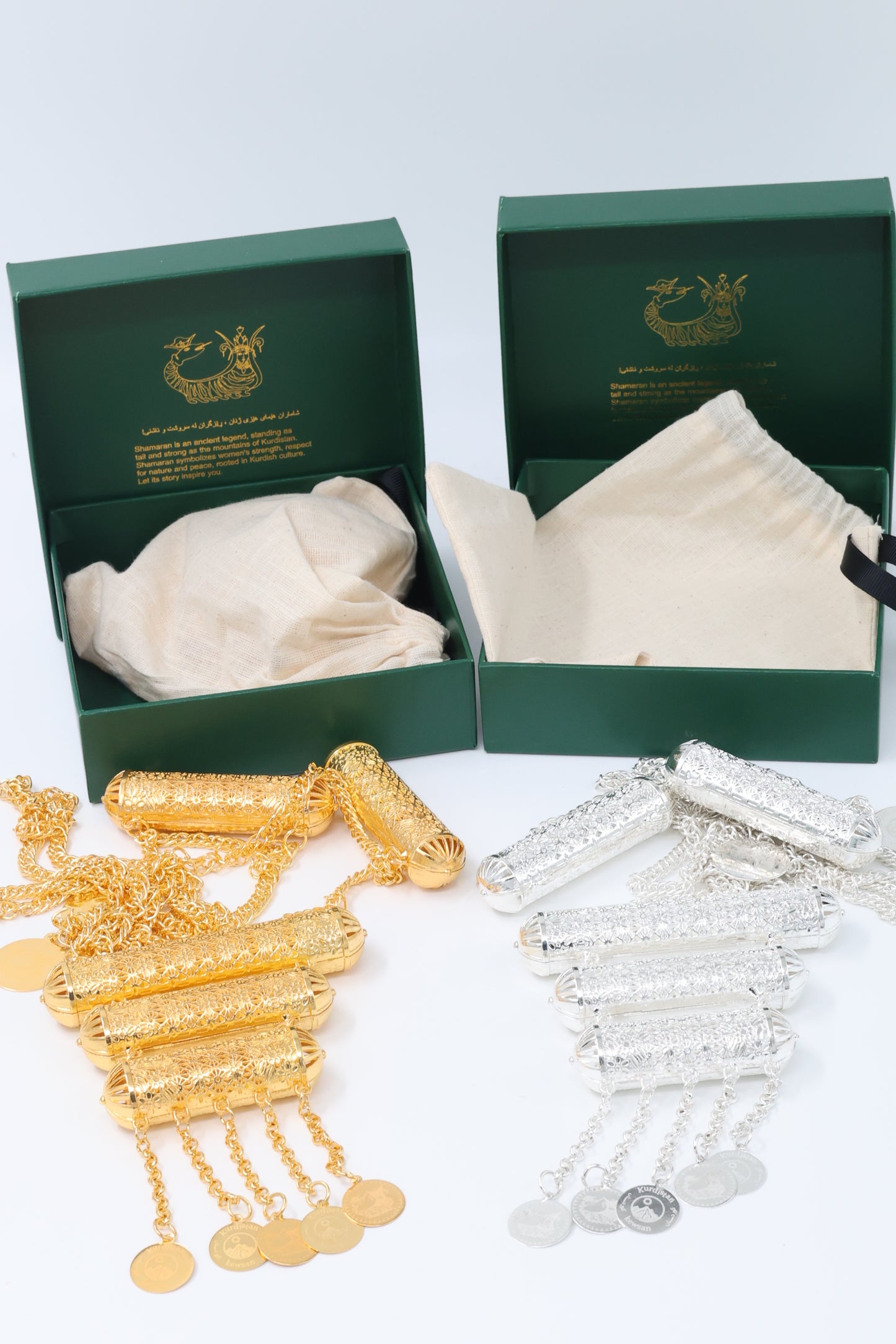 Kurdish Coin Silver -Plated Shawl Chain – “Lola Zanjir” Bridal Necklace