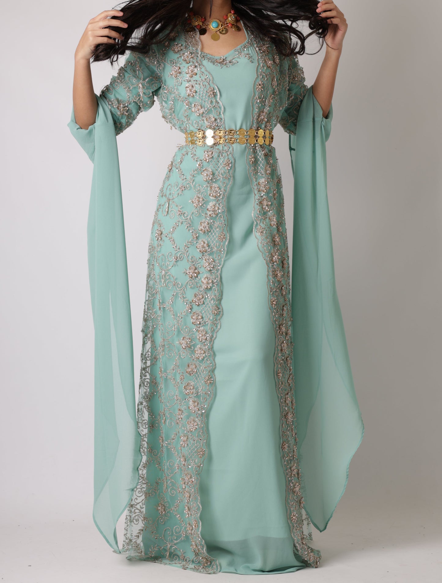 Awaz Kurdish Dress light turquoise 3 items