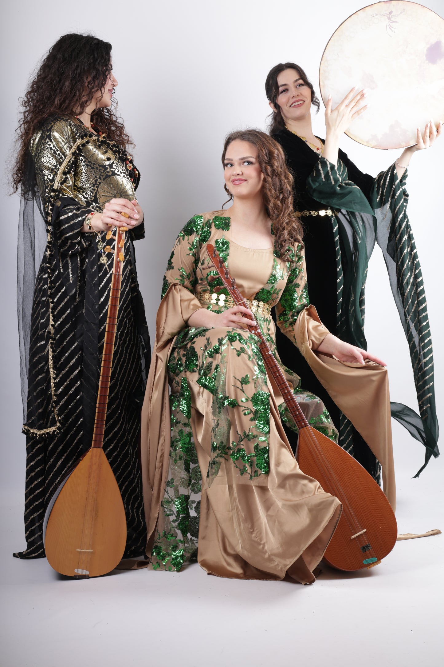 kresha Kurdish Dark Green set with Kawa