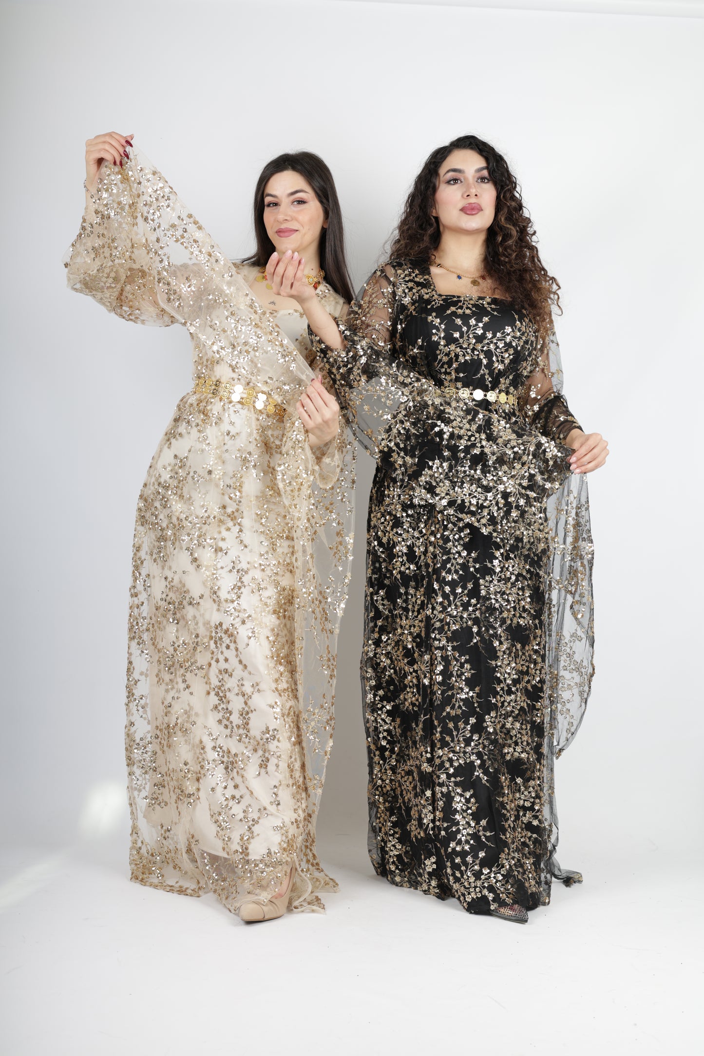 Shkofa Collection – black golden Sequin Embroidered Kras & Kawa Set
