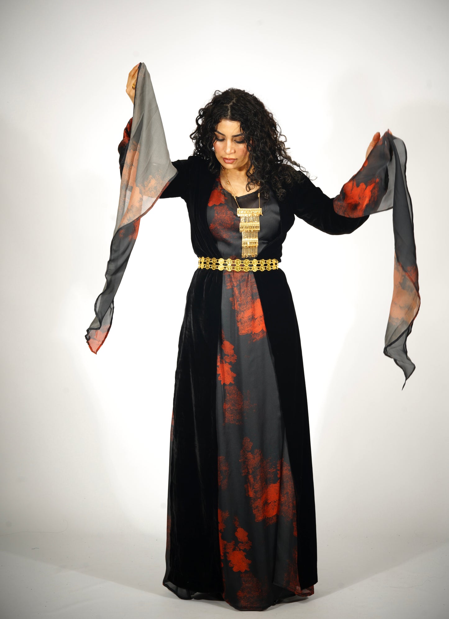 Satin Silk Kurdish Dress with Kawa Qasr