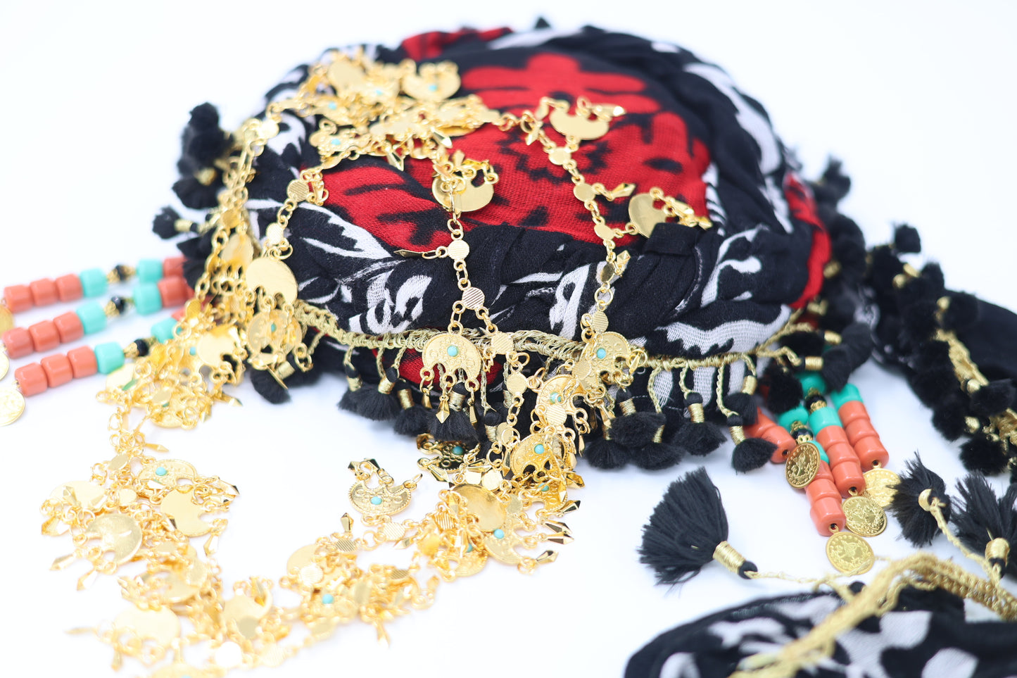 Kurdish Hat with Hawri with golden sarparcham complete Ready ton wear