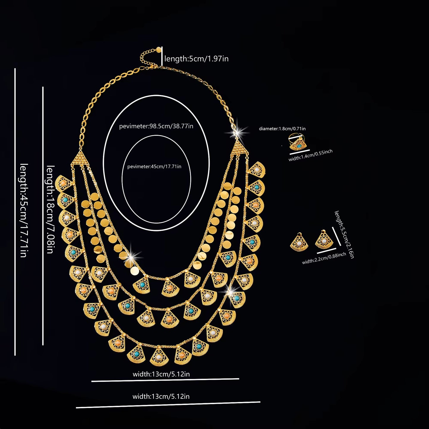 Kurdish Queen Jewelry Set – Gold Plated Ashiq Band