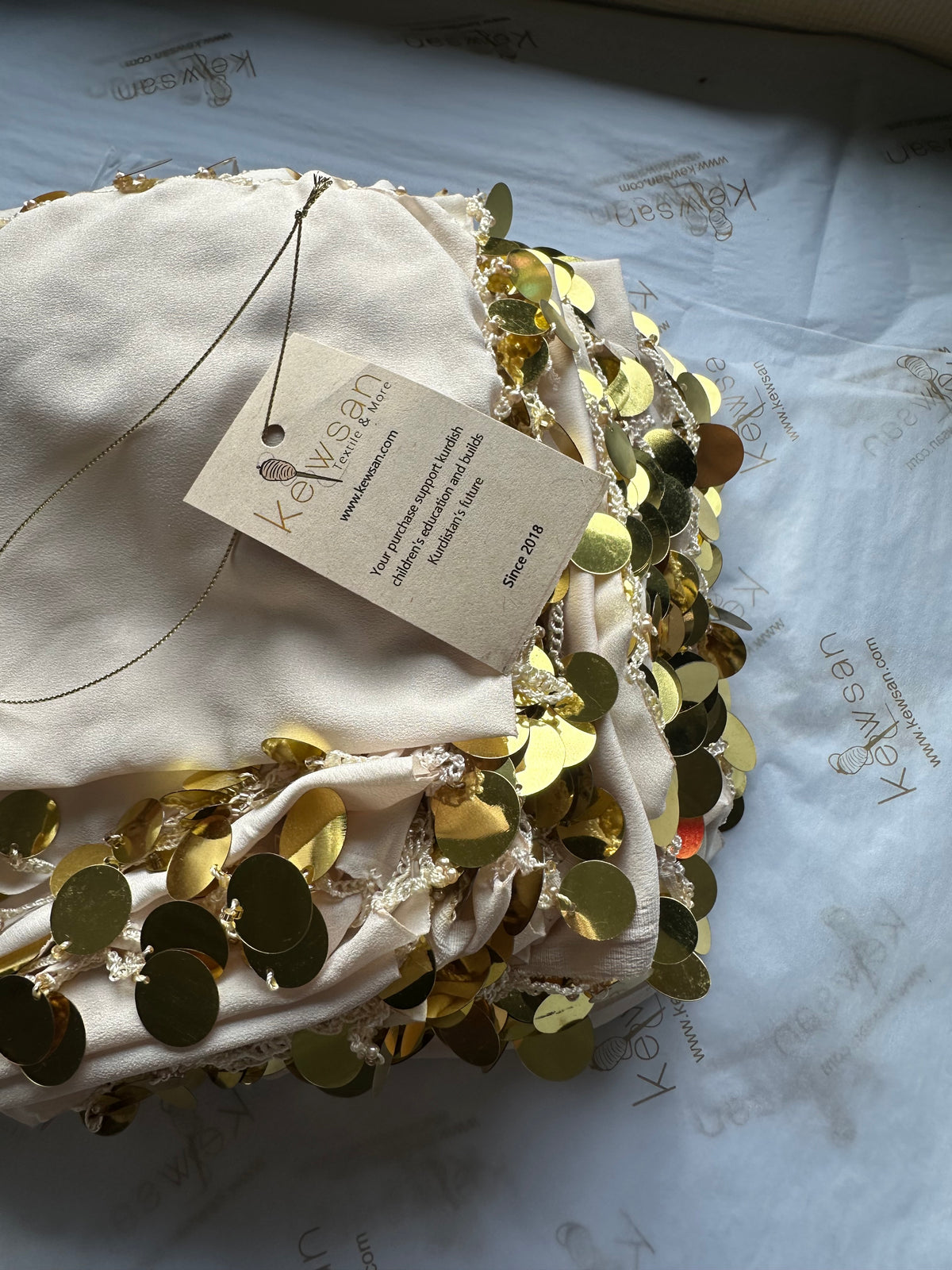 4 Dilan Dasmal Beige and Golden sequin