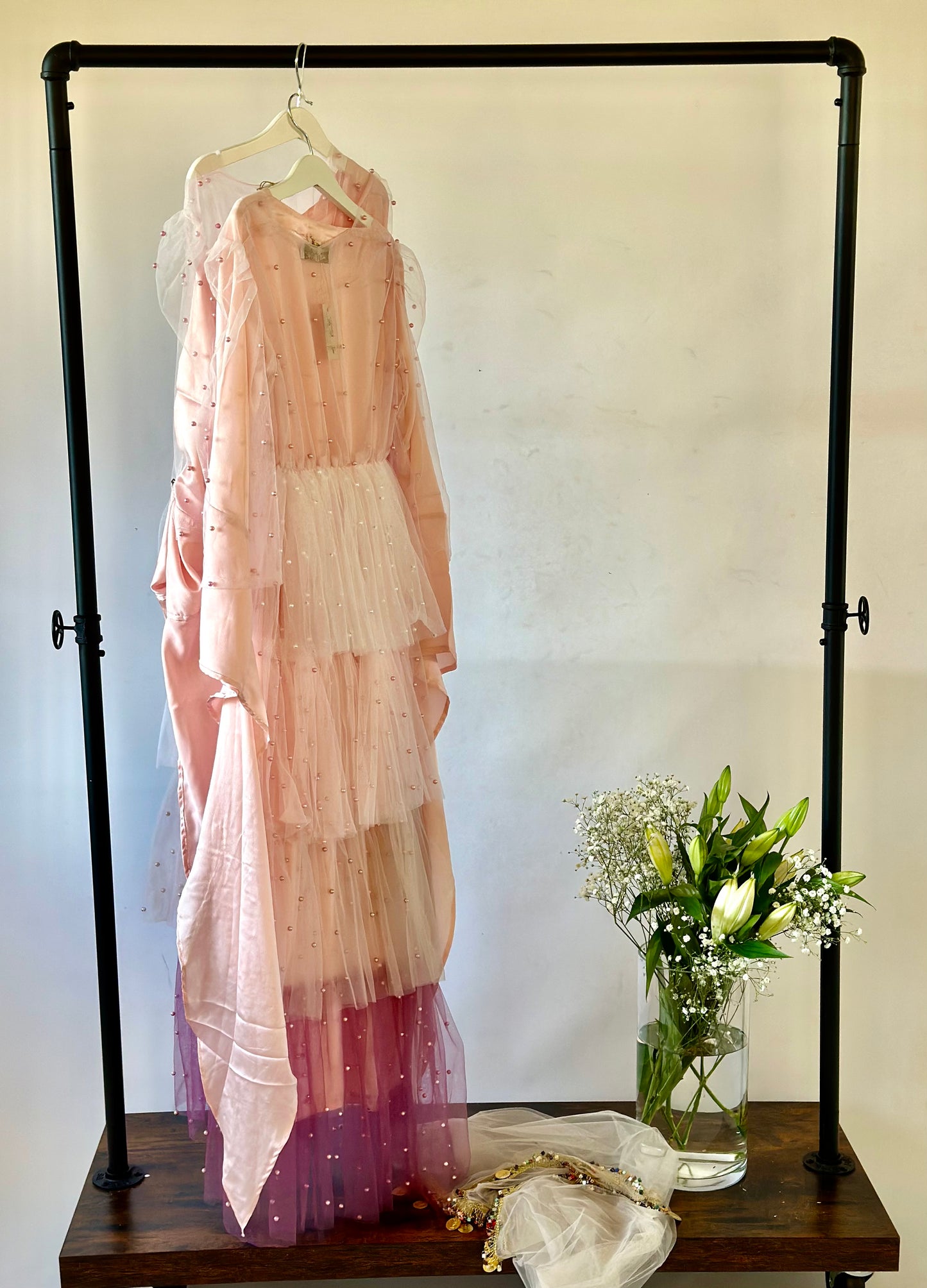 Kurdish Princess Dress – Pink and Purple with Pearl Embroidery for Girls (Ages 2-13)