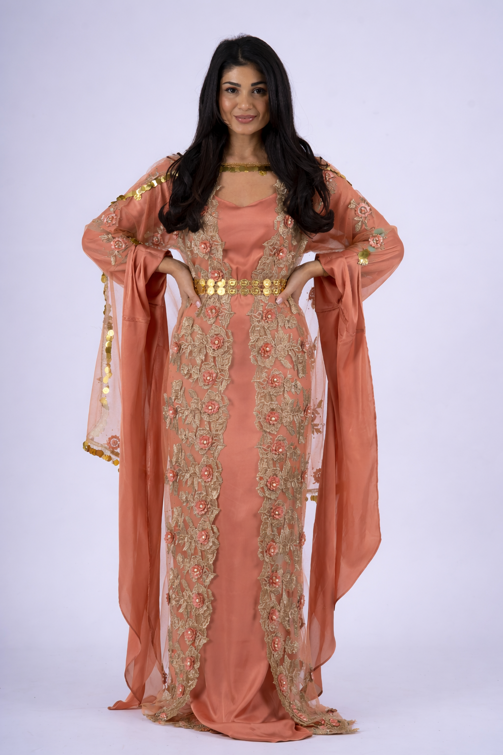 Dark Apricots 3 Pcs Kurdish Dress