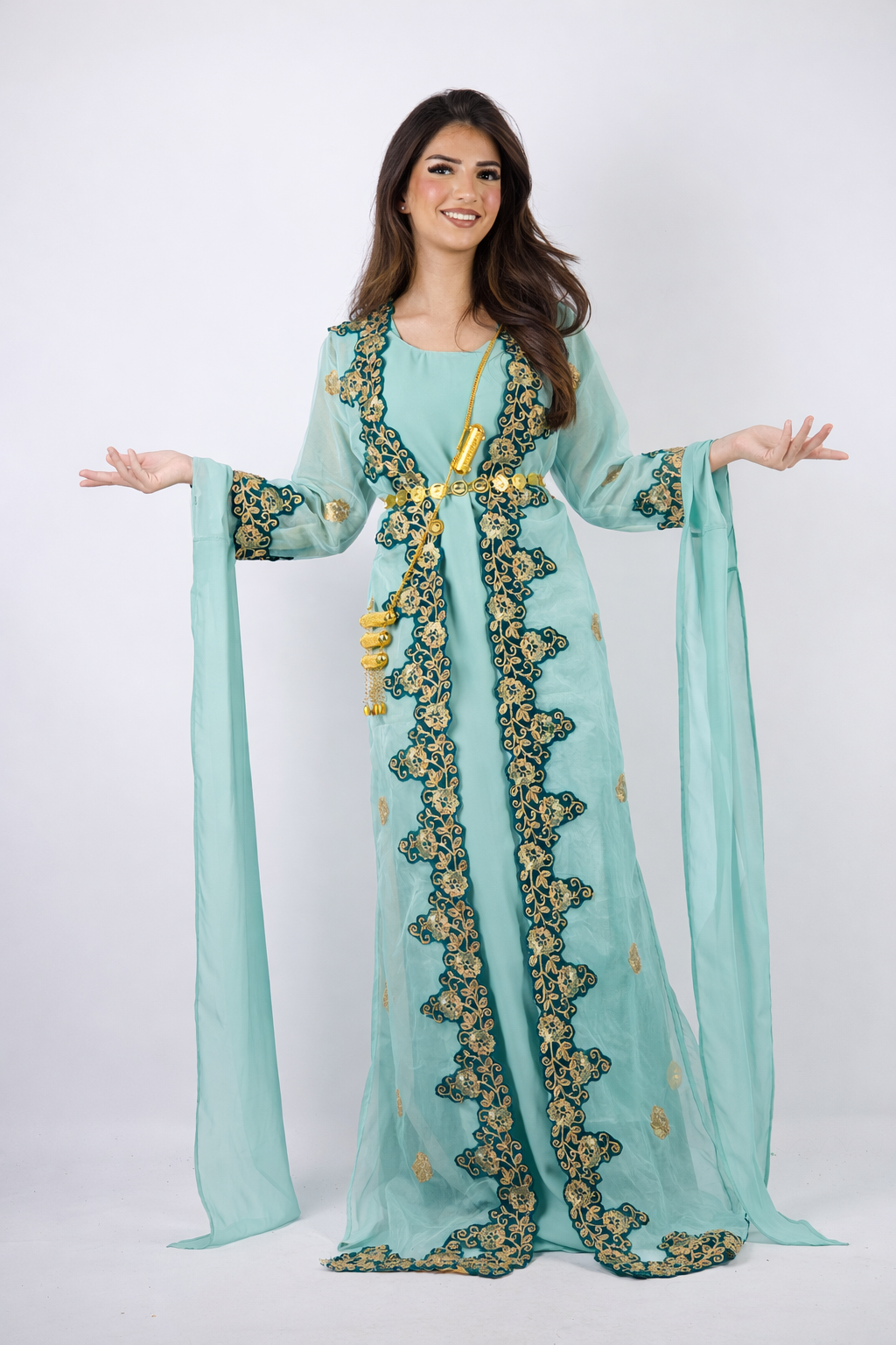 Azadi Kurdish Dress Turquoise Blue