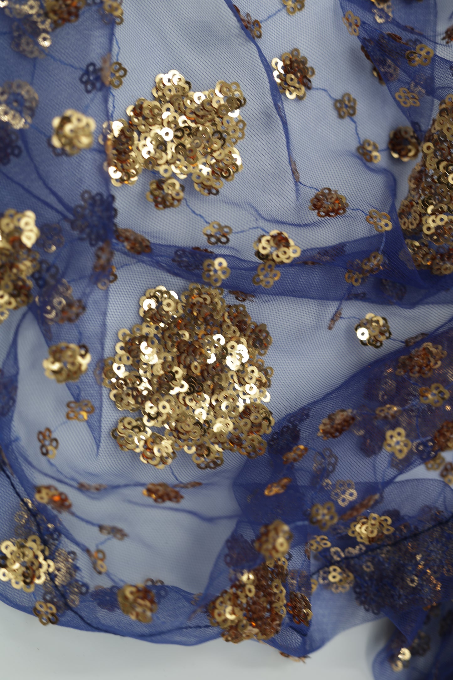 Chro Collection – Badini Model, Carbon Blue Kurdish Dress with Golden Flowers ( 2-Piece Set)