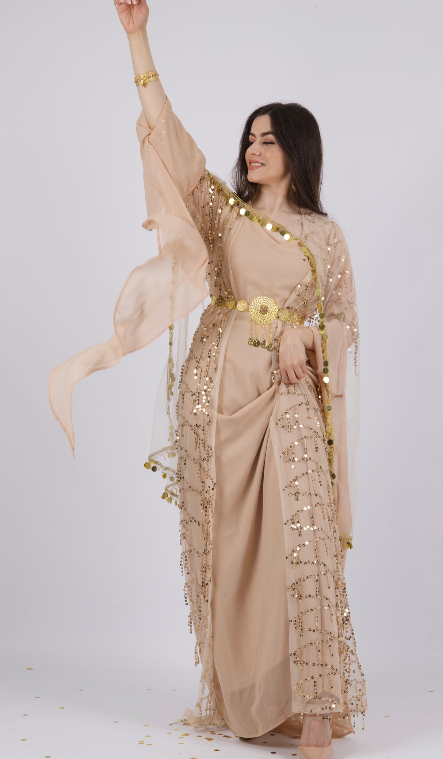 Larzane Beige with GoldenKewsan textile and more Kurdish women, Kurdish clothes, Kurdische kleider