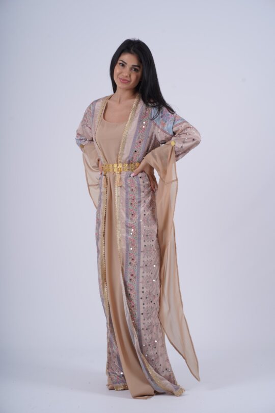 Kurdish Dress 3D Beige with Kolwane Elegant Traditional Wear Kurdish Clothes by Kewsan Kurdish Dress 3D Beige with Kolwane Elegant Traditional Wear Kurdish Clothes by Kewsan