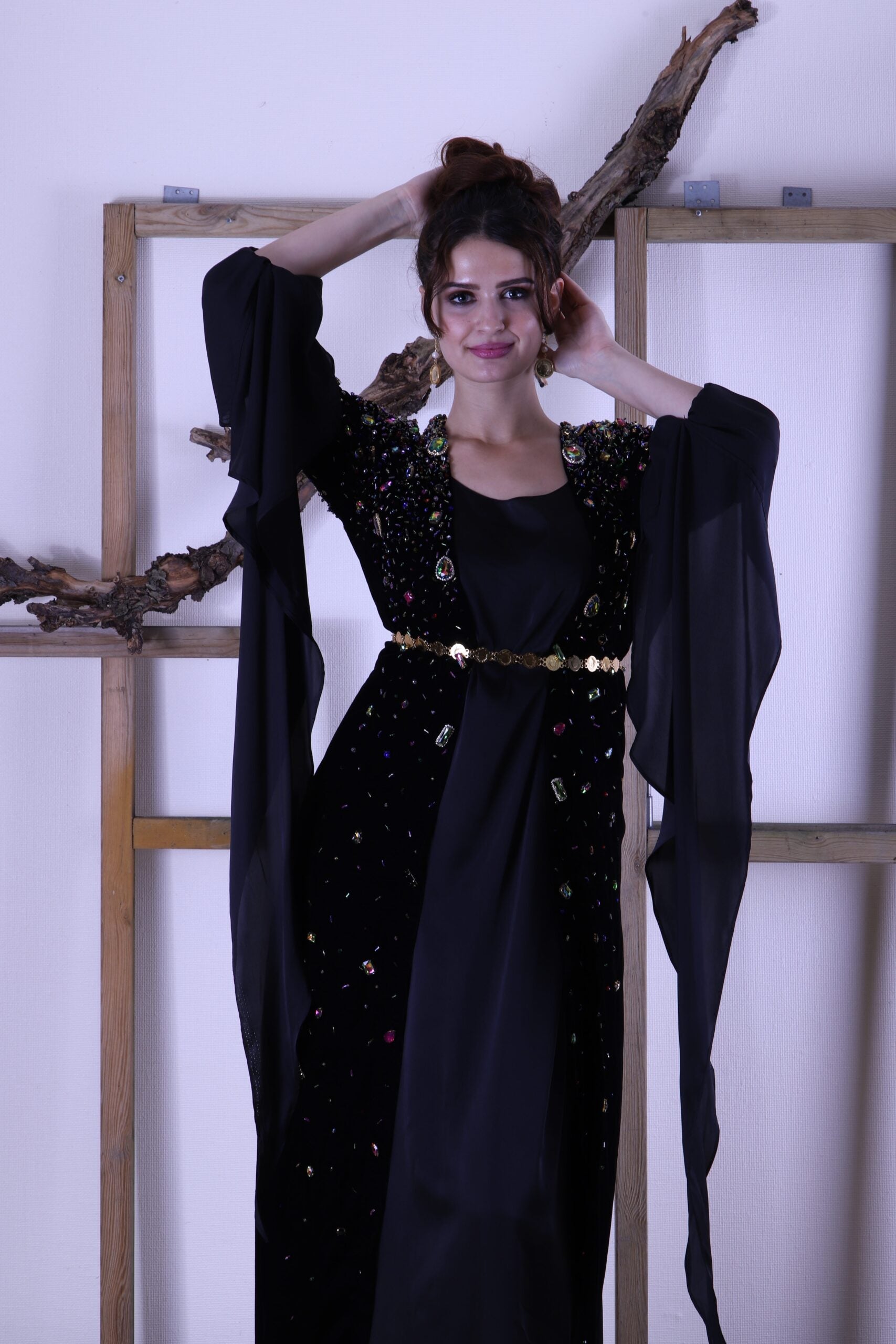 Handmade Black Velvet Kurdish Dress with Swarovski Stones Custom Mad Kurdish Clothes by Kewsan Handmade Black Velvet Kurdish Dress with Swarovski Stones Custom Mad Kurdish Clothes by Kewsan