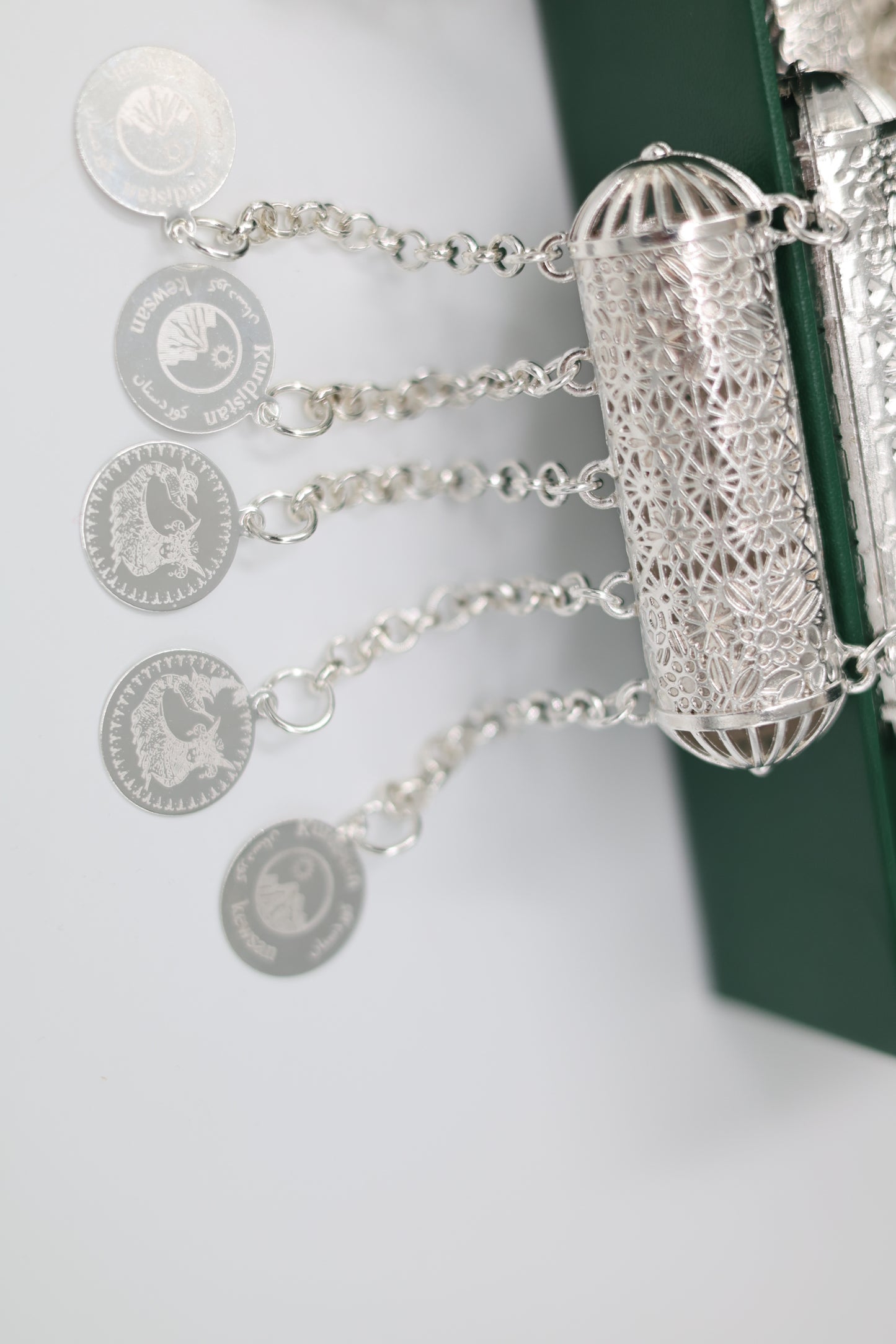 Kurdish Coin Silver -Plated Shawl Chain – “Lola Zanjir” Bridal Necklace