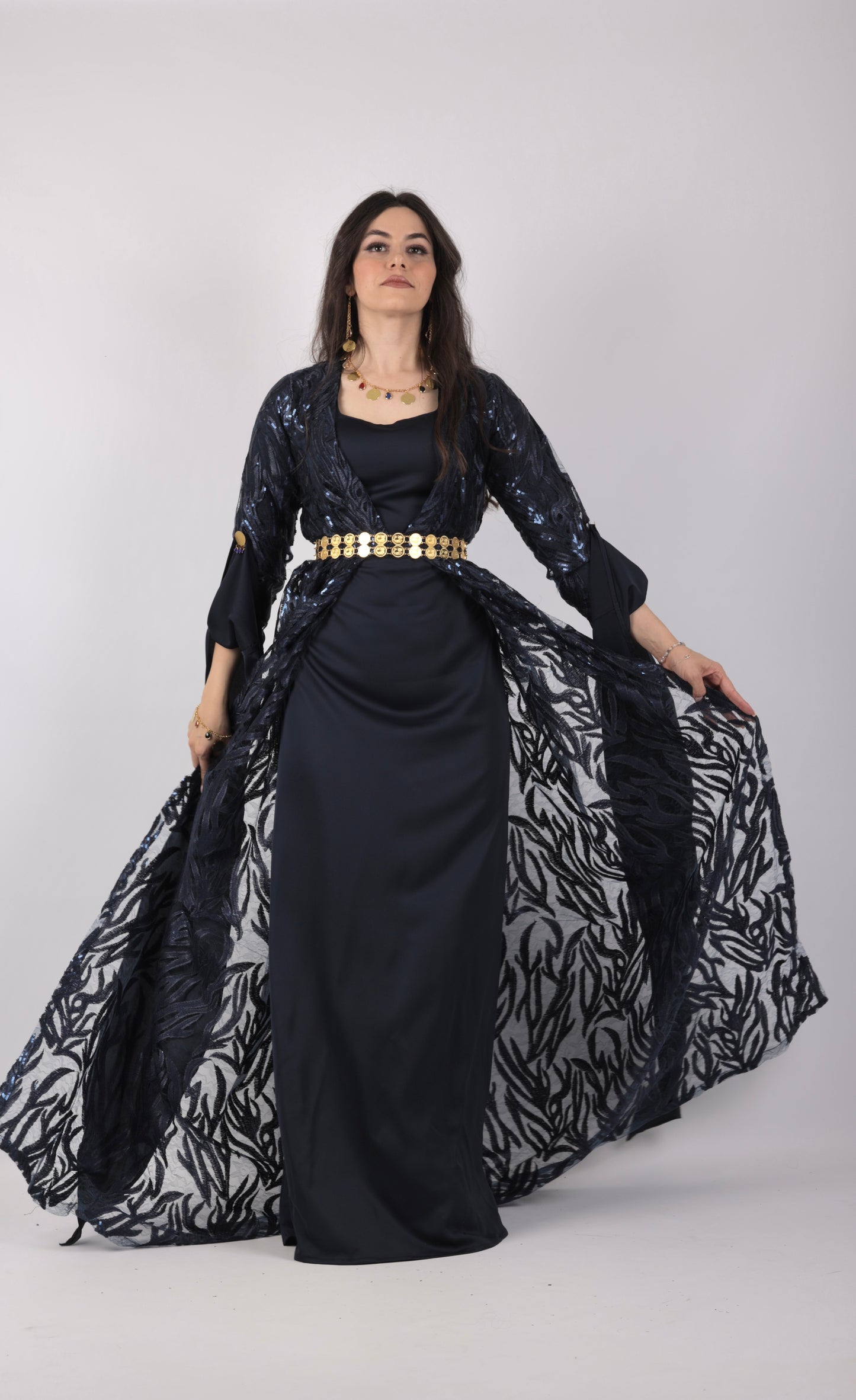 Sozdar Kurdish Dress Navy Blue Badini