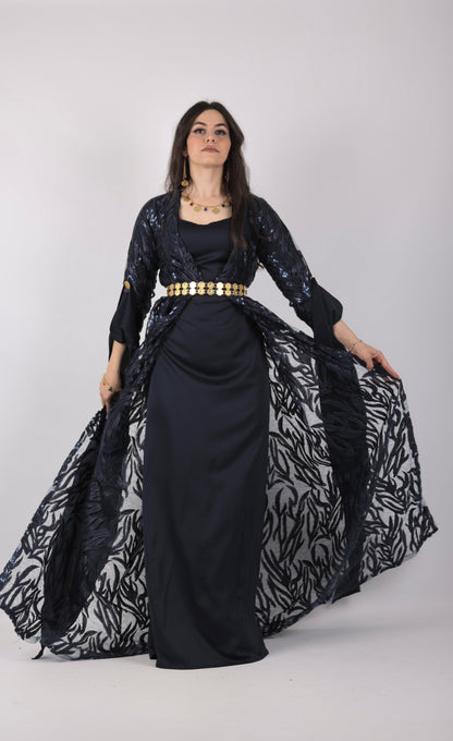 Sozdar Kurdish Dress Navy Blue Badini