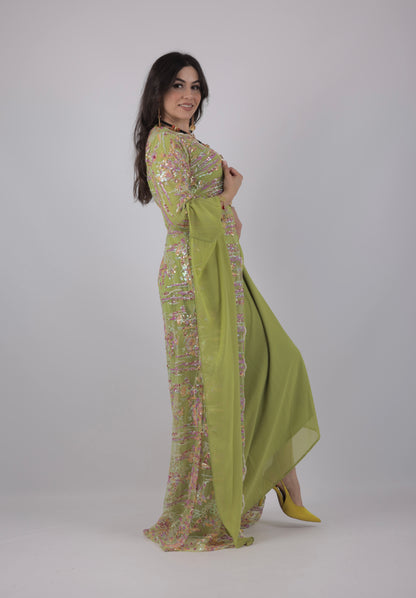 Ru Xosh Dress – Newroz Collection – Green Kurdish Dress (3-Piece Set)