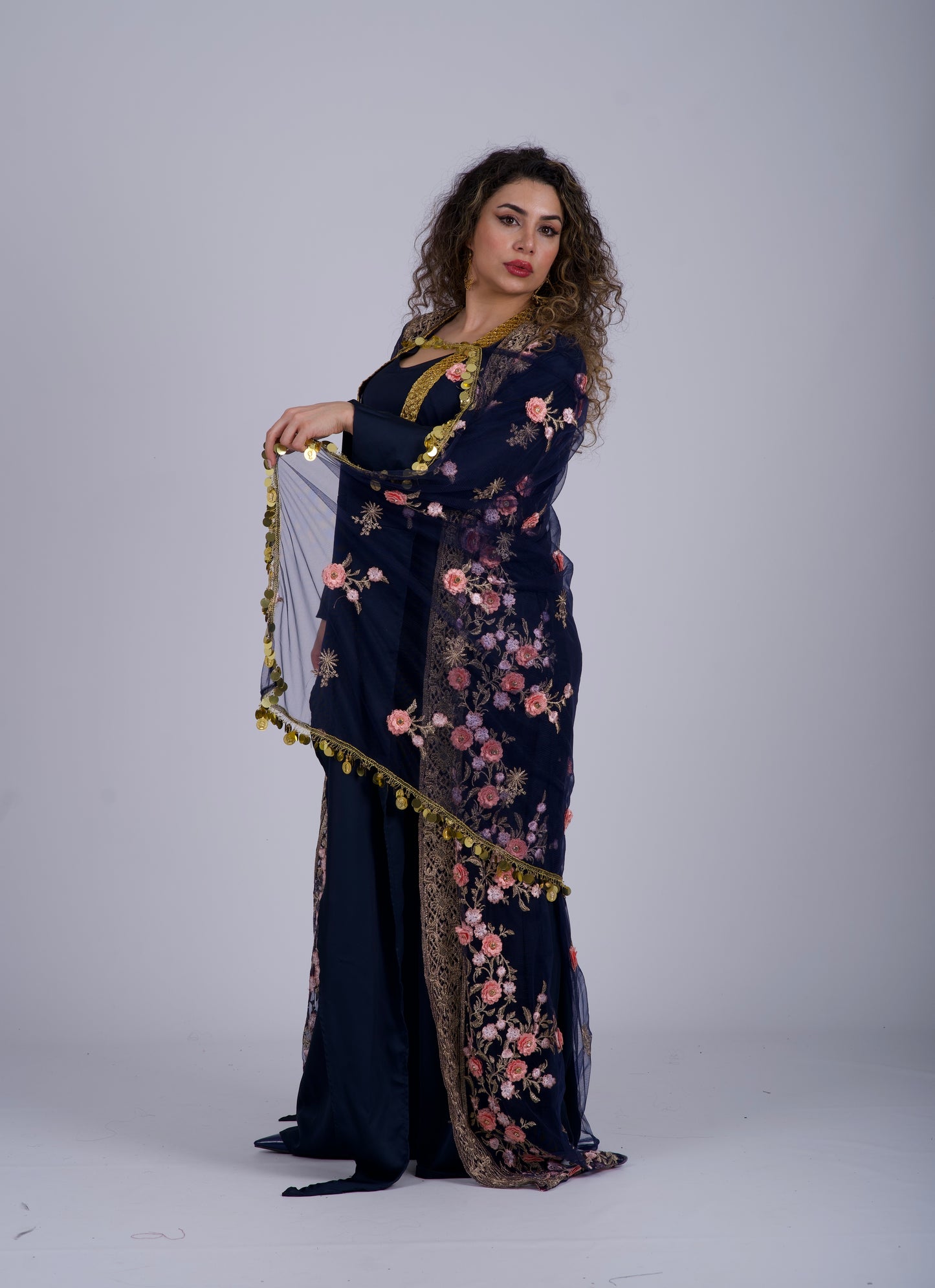 Xezal Collection – 4-Piece Traditional Kurdish Dress in Navy Blue