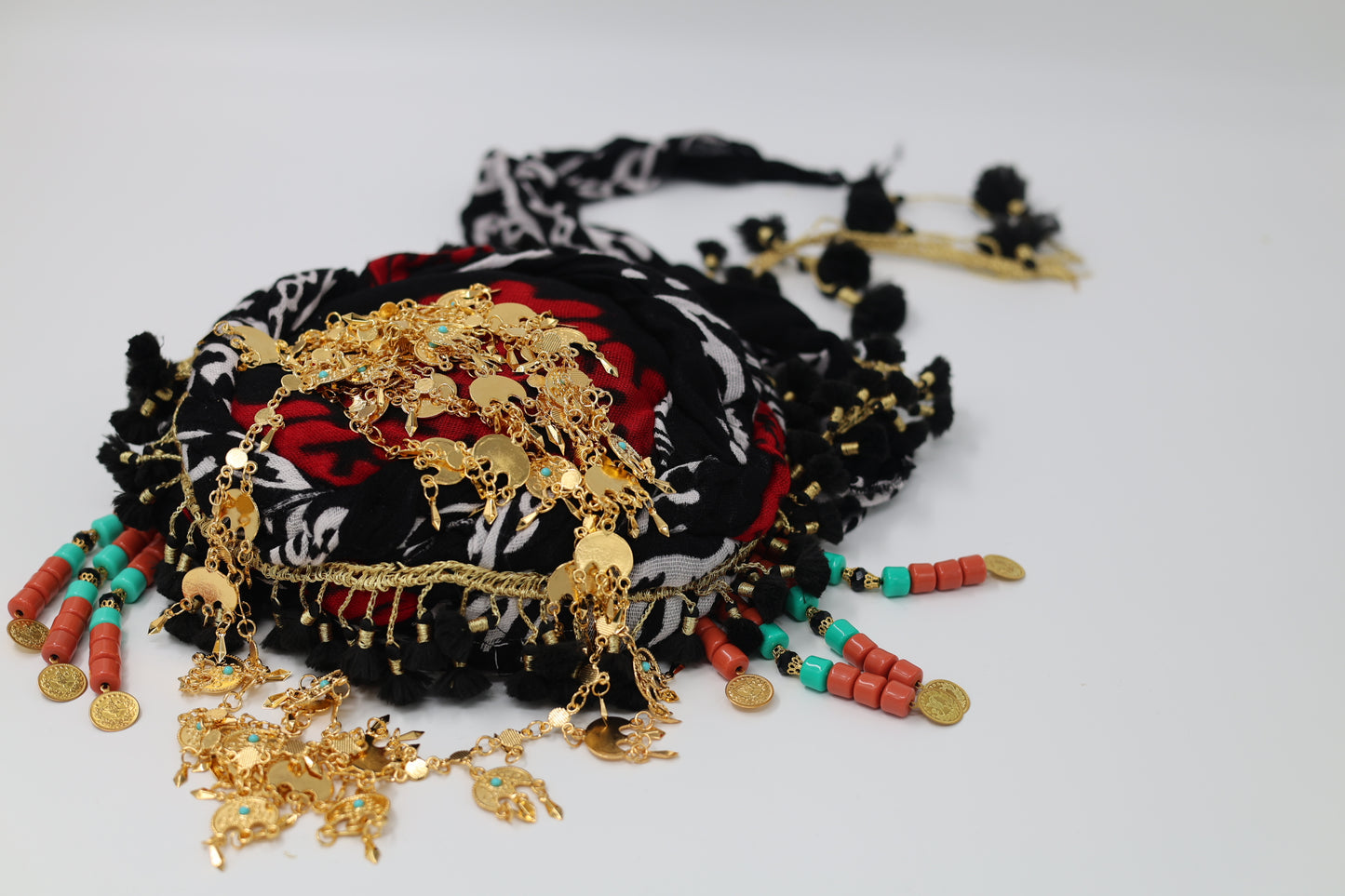 Kurdish Hat with Hawri with golden sarparcham complete Ready ton wear