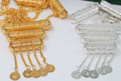 Kurdish Coin Shawl Chain – “Lola Zanjir” Silver and Golden