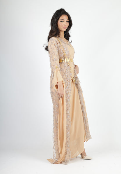 Awaz  Kurdish Dress champagne hand beaded 3 items