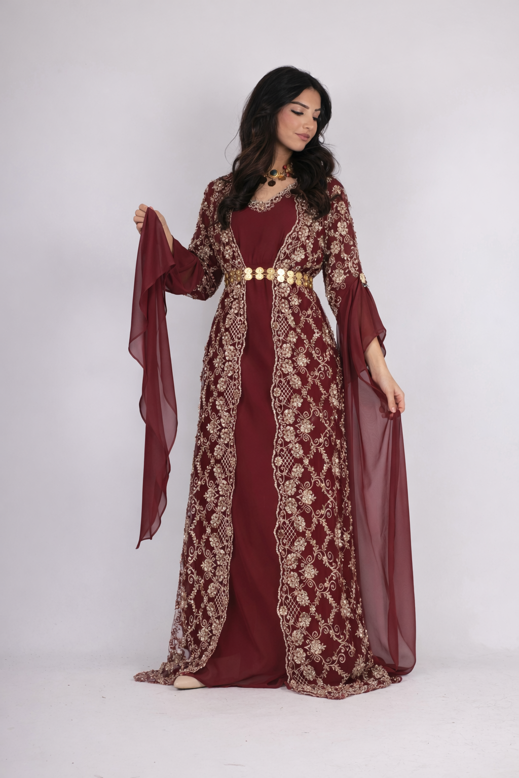Awaz Dress – Burgundy 3 items