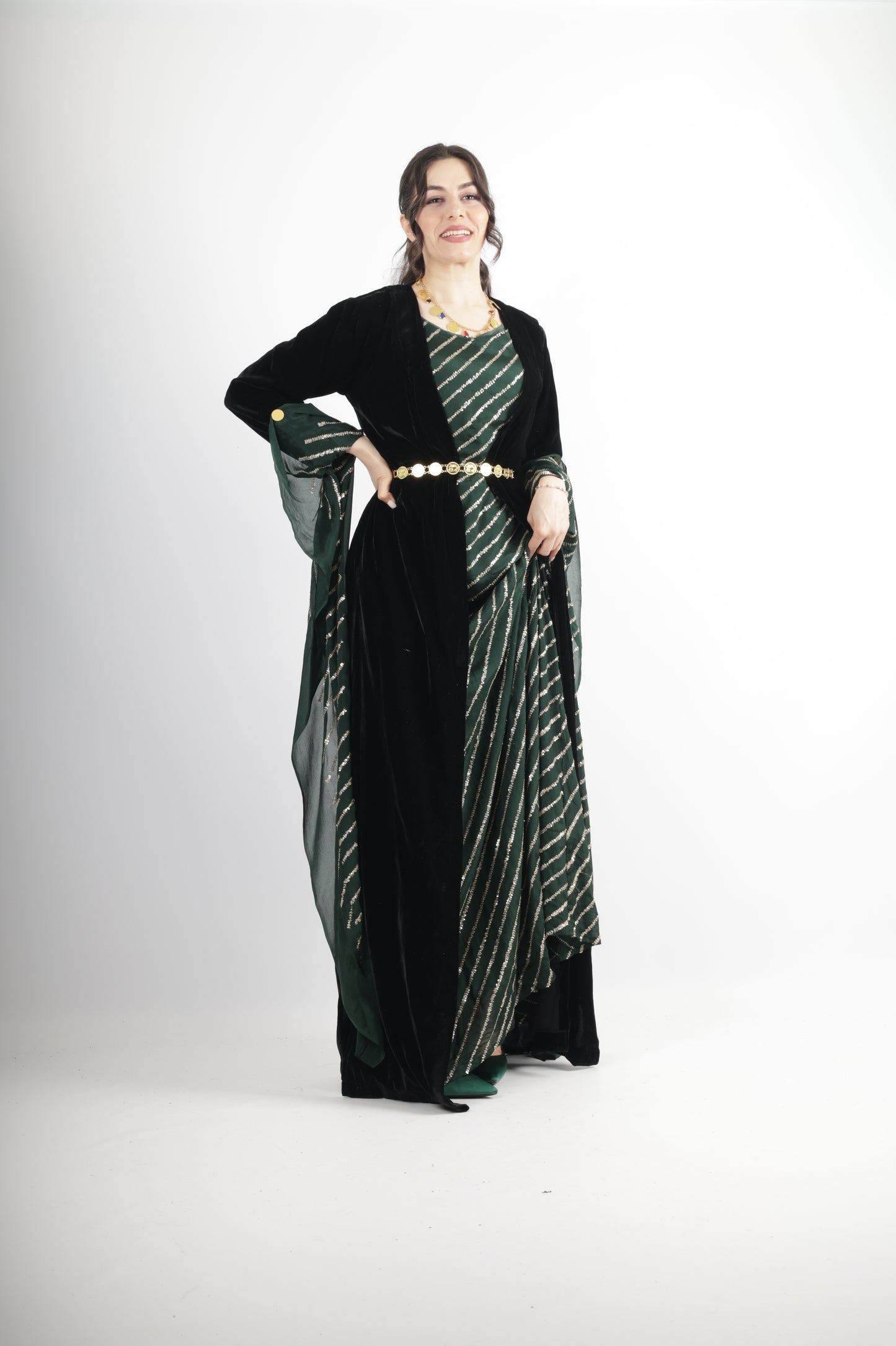 kresha Kurdish Dark Green set with Kawa
