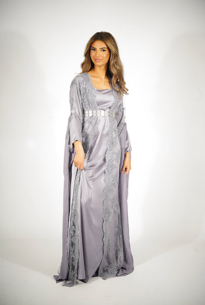 💜 Sakar – 2-Piece Kurdish Dress in Lavender-Grey | Modern, Soft & Graceful