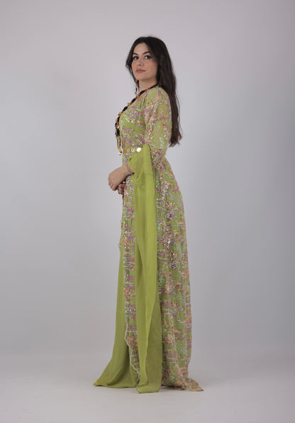 Ru Xosh Dress – Newroz Collection – Green Kurdish Dress (3-Piece Set)