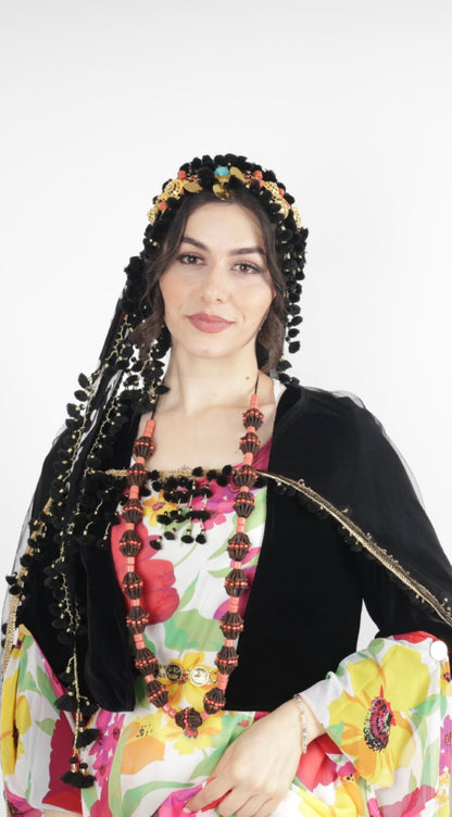 Mêxek – Traditional Kurdish Necklace Orange Shilan Beads & Fragrant Herb