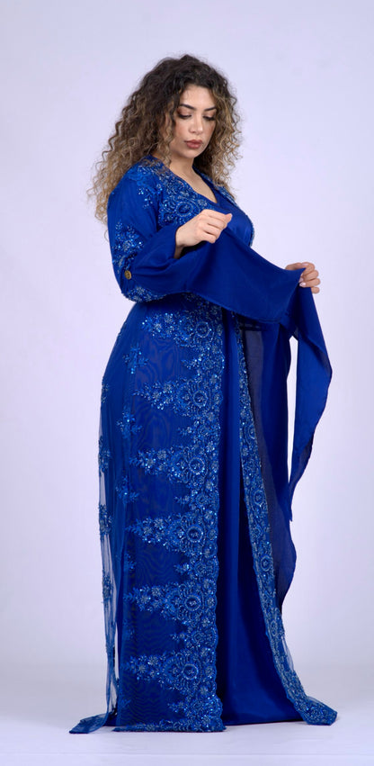 Dilbar Carbon Blue Kurdish Dress