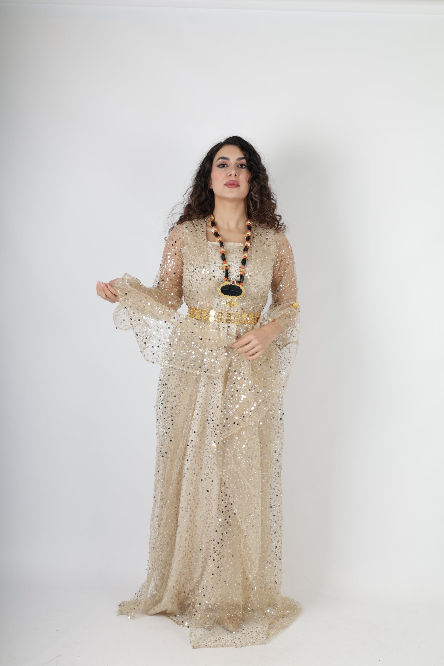 Dark Green Kurdish Kawa Dress Set – Badini Style with Kras, Kolwane & Underdress 4 items