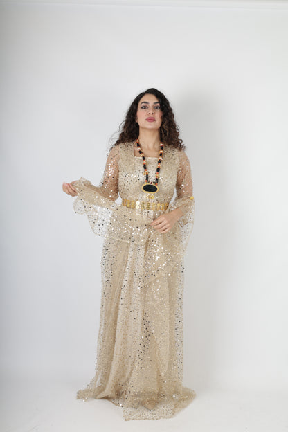 Dark Green Kurdish Kawa Dress Set – Badini Style with Kras, Kolwane & Underdress 4 items