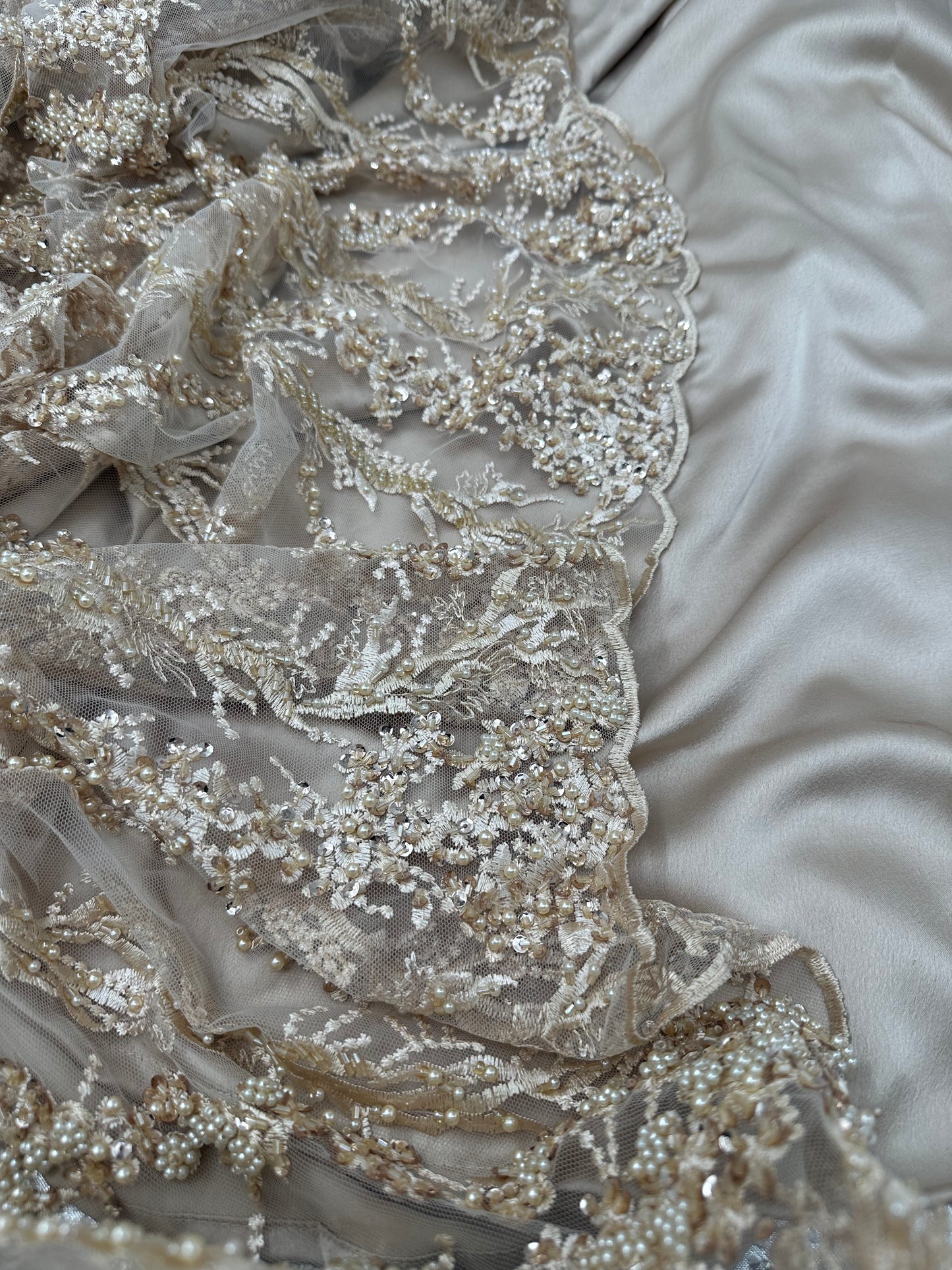 Luxury Hand Beaded peach Champagne set with belt