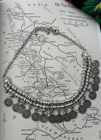 Silver Necklace coin adjustable