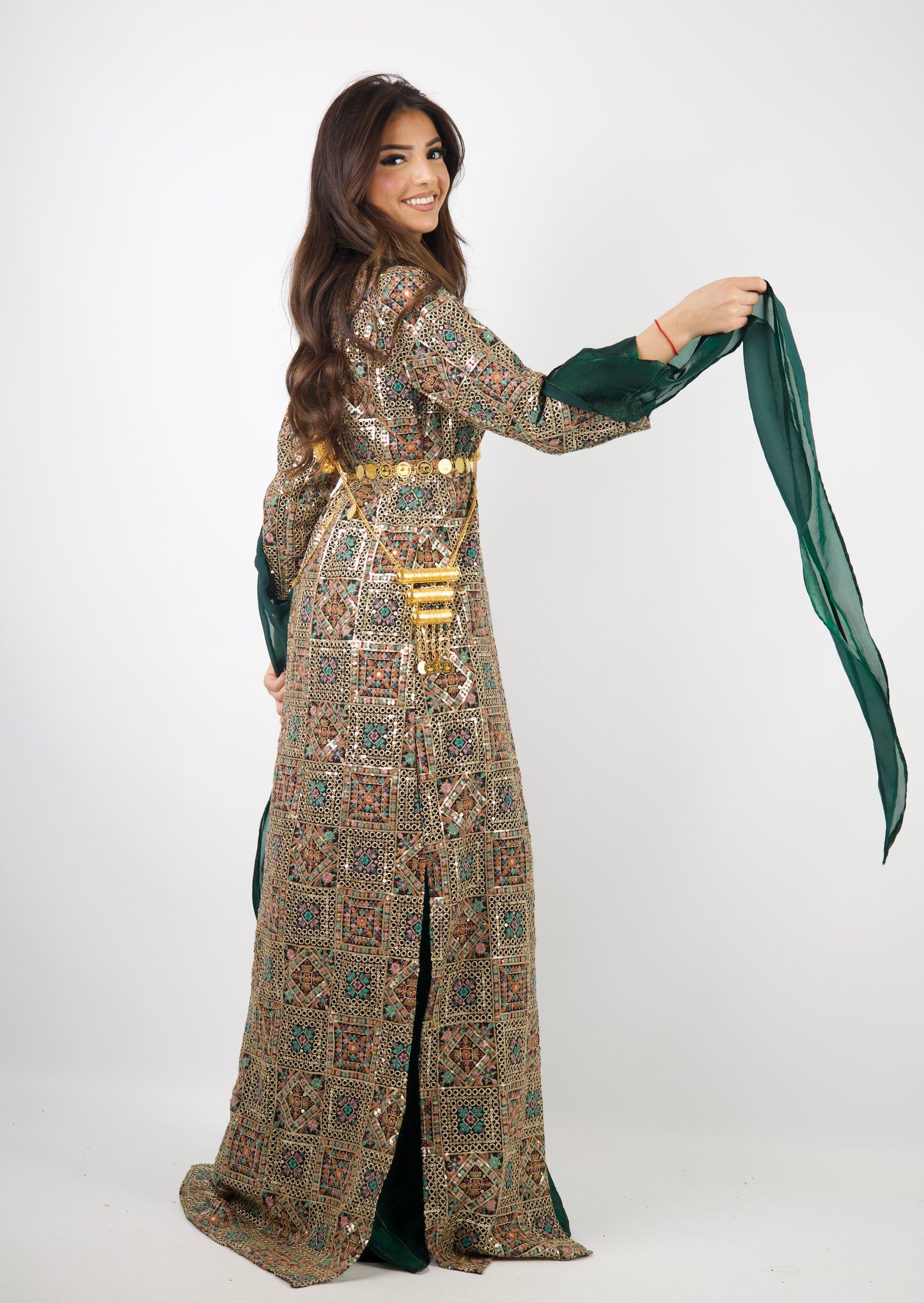 Cudi Kurdish Dress Green – Luxury Embroidered 3-Piece Set