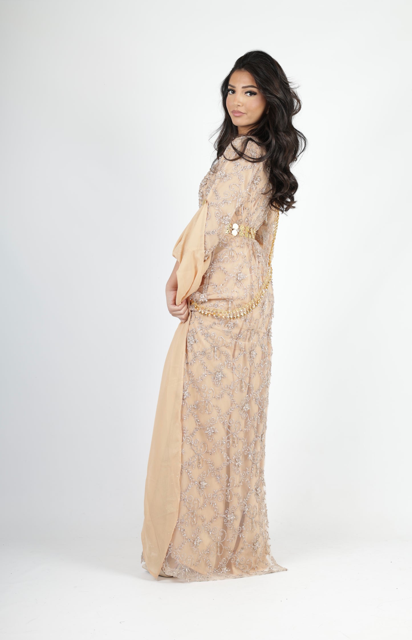 Awaz  Kurdish Dress champagne hand beaded 3 items