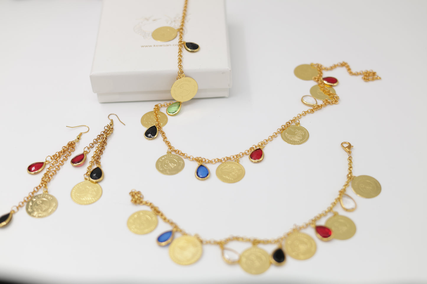 Shamaran Kurdish Coin Accessory Set – Necklace, Arm Band & Earrings