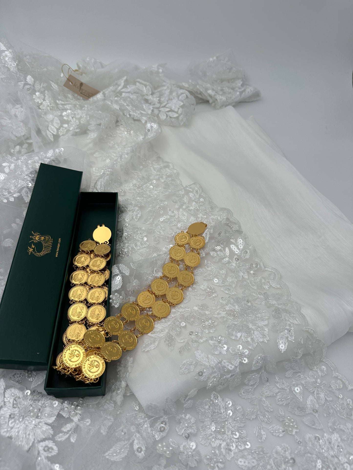 Dilber Collection – 3-teiliges weißes kurdisches Brautkleid 