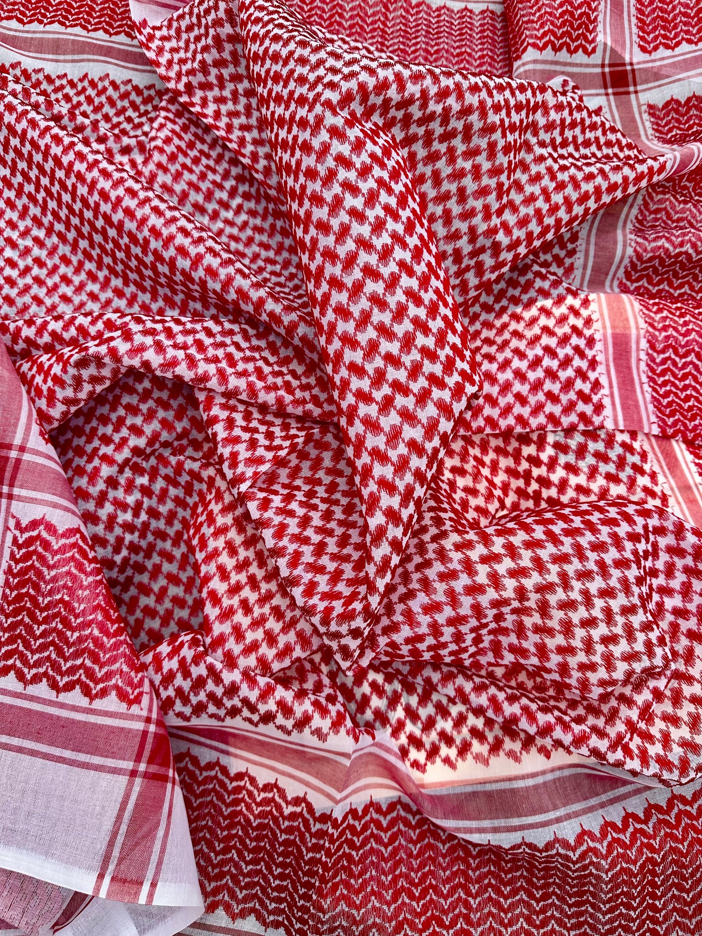 Red and White Kurdish Shemagh | 140x140 cm