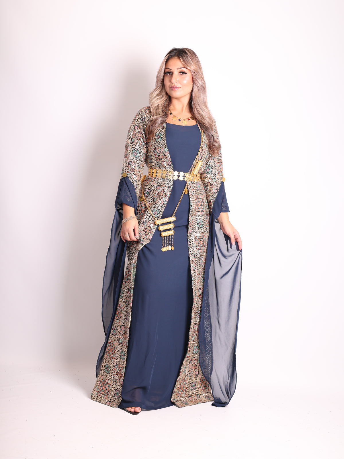 Cudi / Judi Kurdish Dress Navy blue  – Luxury Embroidered 3-Piece Se