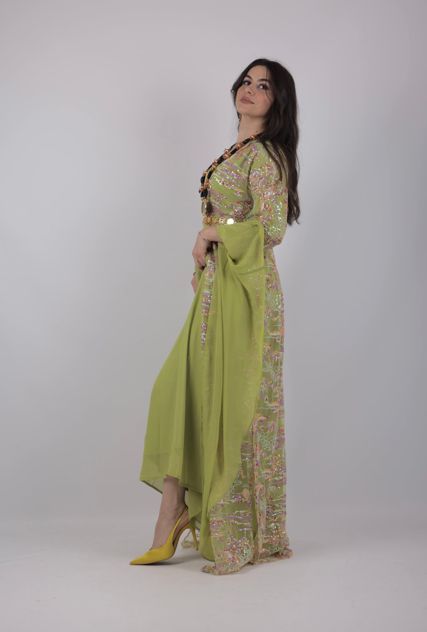 Ru Xosh Dress – Newroz Collection – Green Kurdish Dress (3-Piece Set)