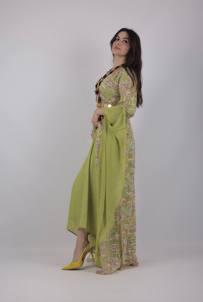 Ru Xosh Dress – Newroz Collection – Green Kurdish Dress (3-Piece Set)
