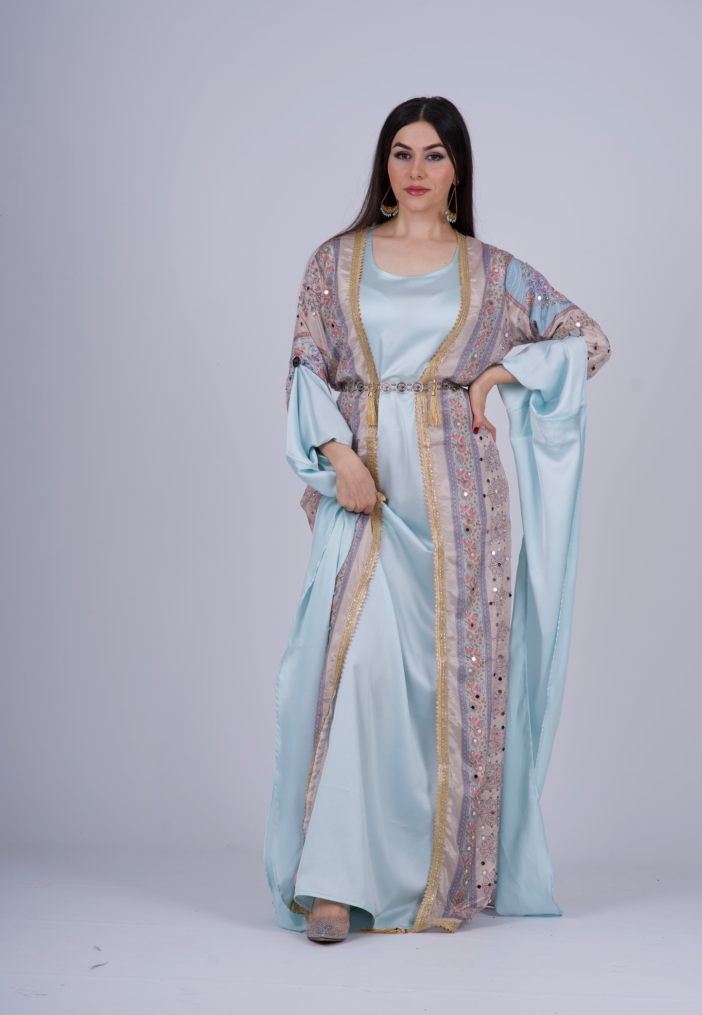 Cream and Sky Blue Kurdish Kawa – Rengîn Collection