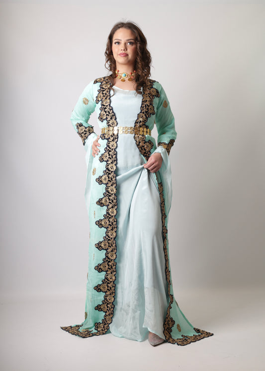 Azadi Kurdish Dress Turquoise Blue