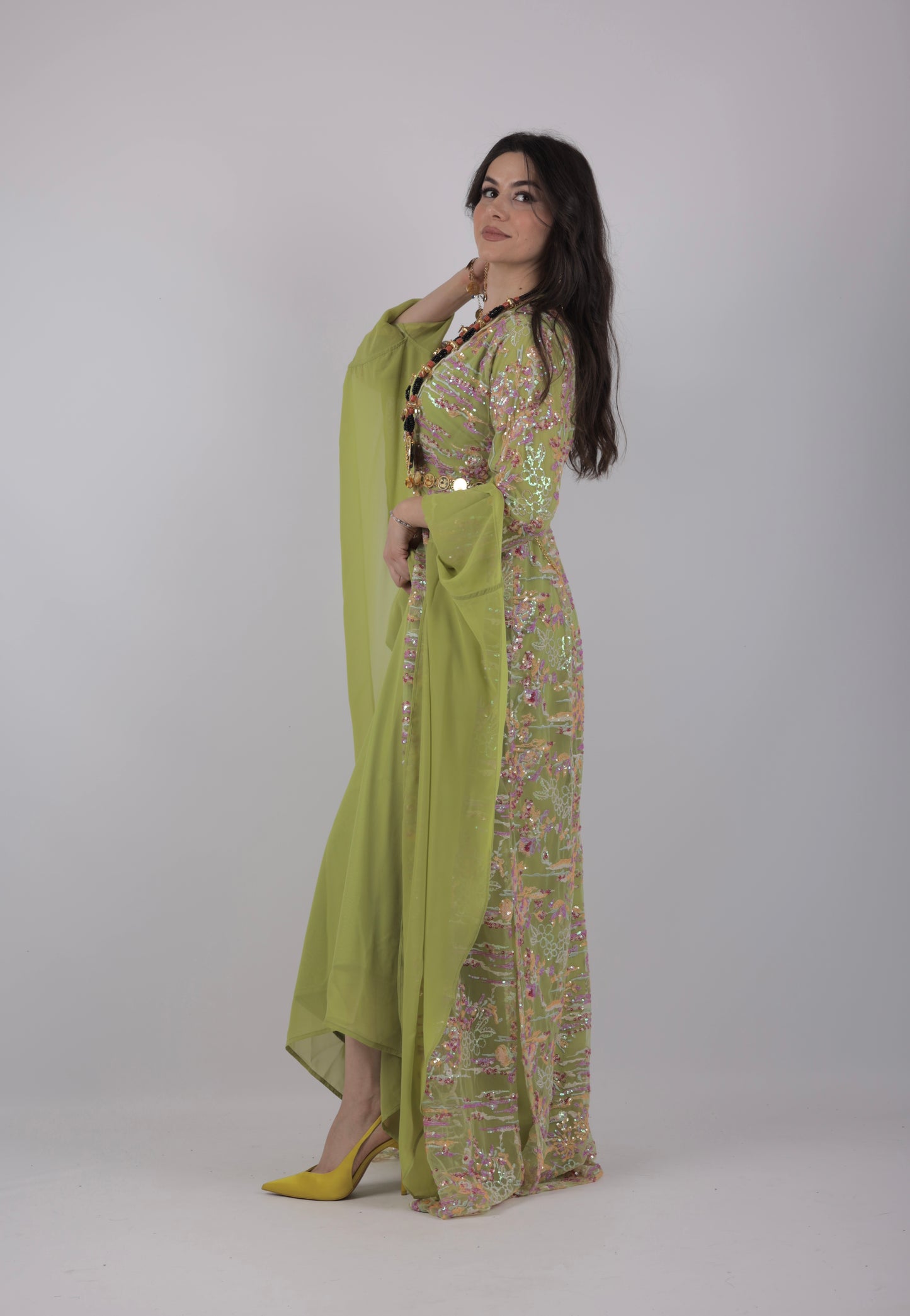 Ru Xosh Dress – Newroz Collection – Green Kurdish Dress (3-Piece Set)