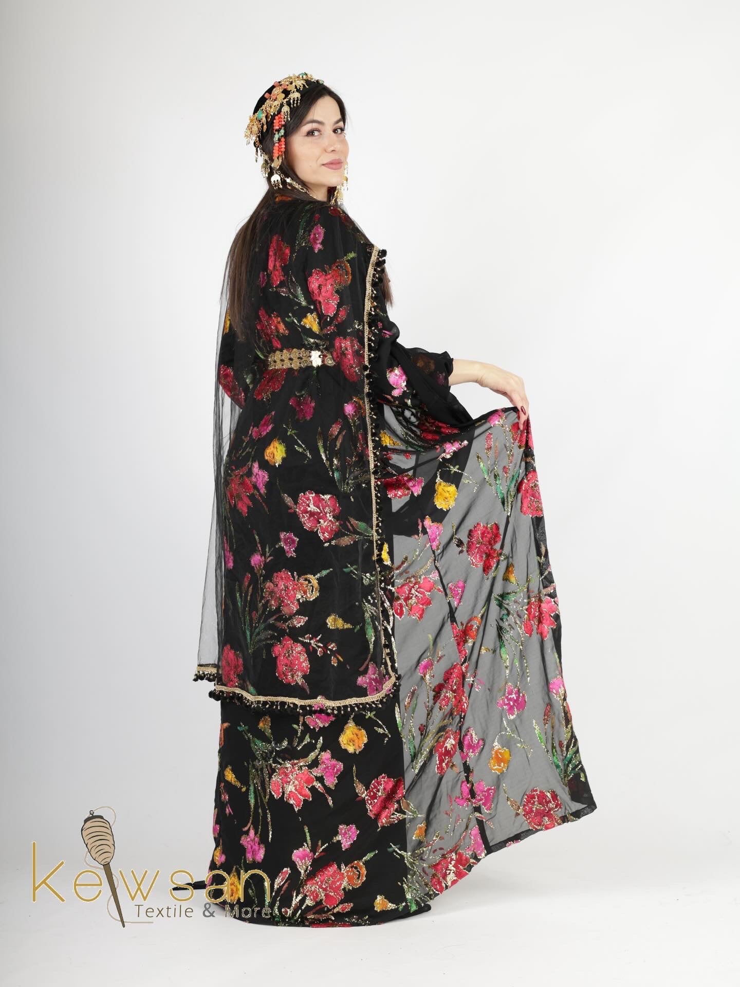 Delnia Kurdish Dress Hand Printed 3 items