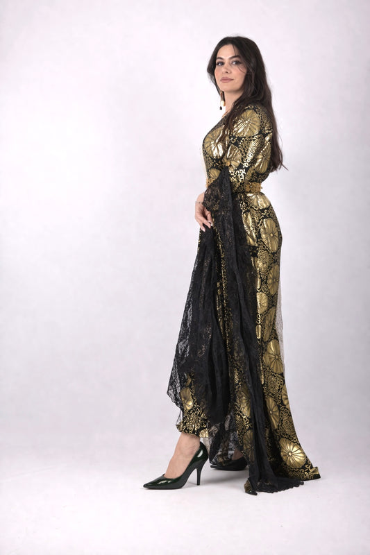 🖤Hafse Xan Collection – 4-Piece Kurdish Dress Set (Golden, black)