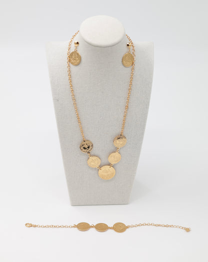 Necklace earrings and bracelet