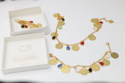 Shamaran Kurdish Coin Accessory Set – Necklace, Arm Band & Earrings