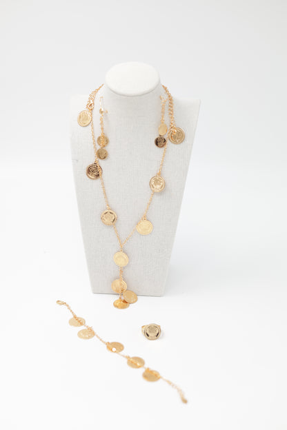 Floral Coin Jewelry Set – Gold Plated