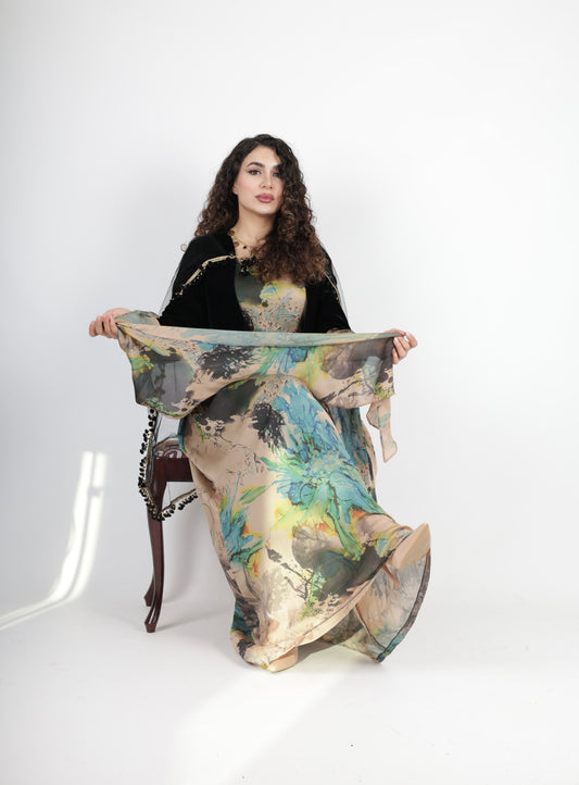 Awrang Kurdish Dress complete with Velvet Salte